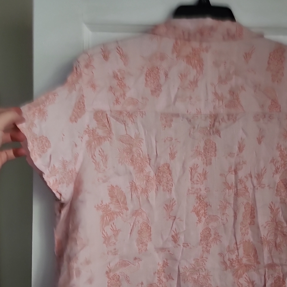 Cynthia Rowley 100% Linen Button Down Tropical Print Shirt - Picture 9 of 14